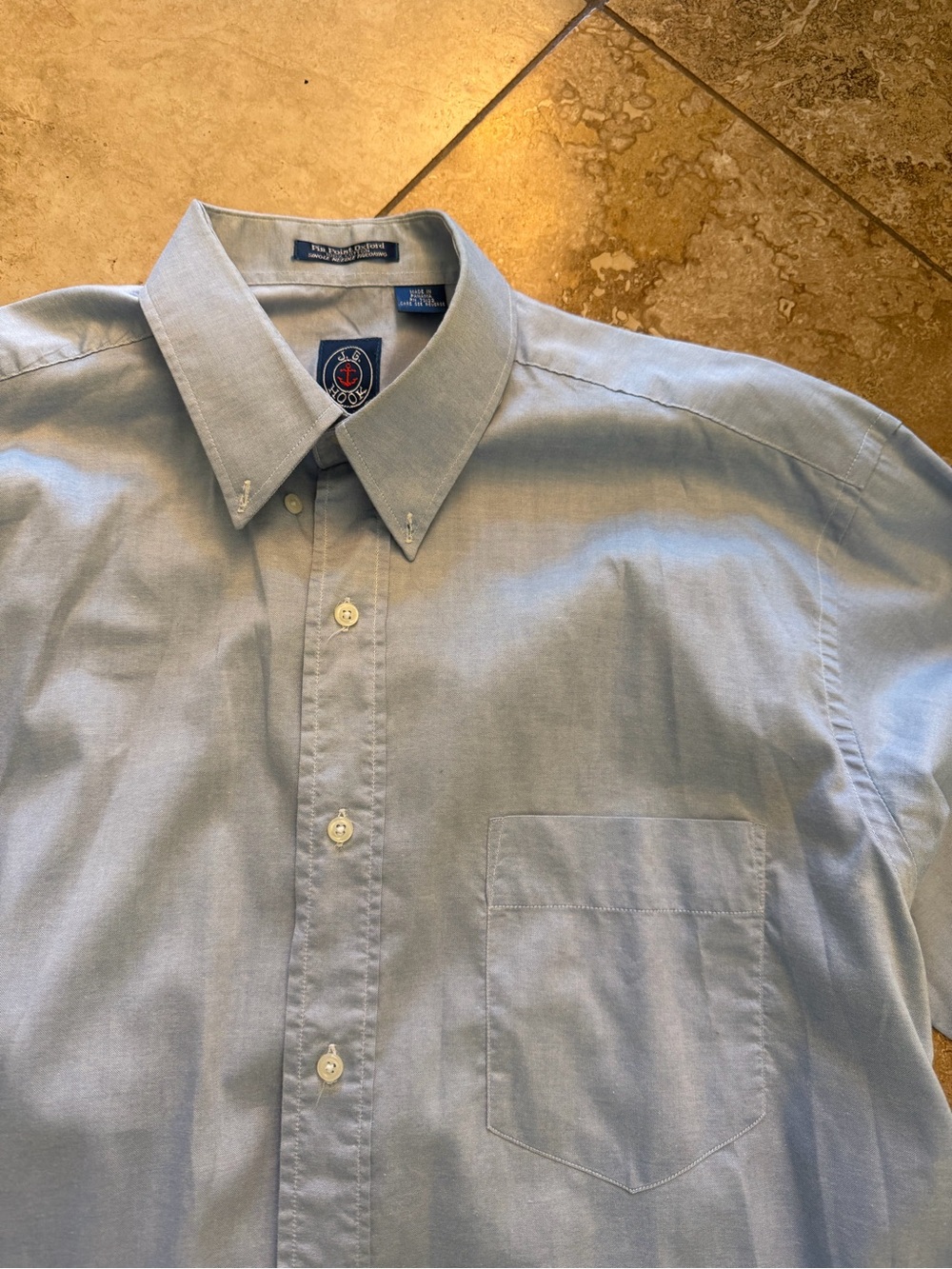 Light Blue Oxford Button-Down Shirt with Chest Pocket - Unknown Brand